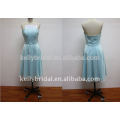 straight neckline &light blue discount evening dress